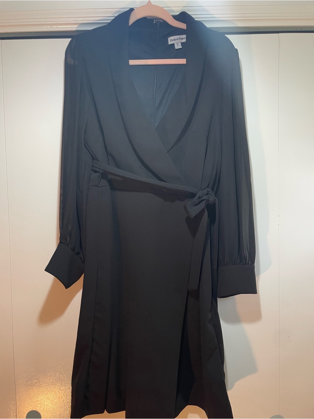 Shelby & Palmer Black Wrap Dress with Shawl Collar